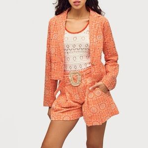 Sam Edelman Leta Eyelet Orange Crop Women’s Blazer Size Medium NWT